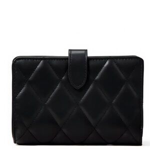 ♠️Kate Spade Quilted Leather Medium Compact Bifold Wallet, Black NWT